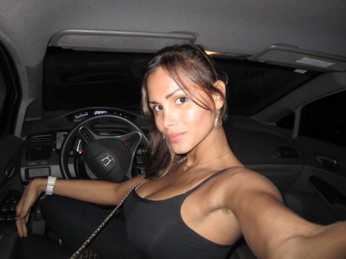 makemeagirl2:  In the car … . Patricia had to “Work the streets of Rio & Rome” just like many other young girls. Thankfully, she’s left that and her porn work behind BUT still listed on a number of escort sites.