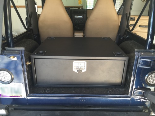 arizonagunguy: Got my lock box installed in my jeep. Bolted down and ready to go! I can fit a ton of