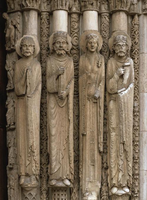  Old Testament queen and kings, jamb statues, central doorway of Royal Portal, Chartres Cathedr