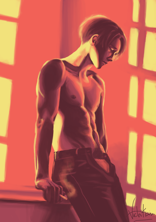 tidal-sehnsucht:sunkissed.Levi painting inspired by my fic Coda
