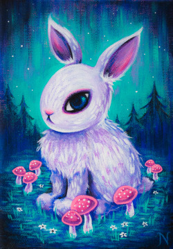 cakeeater:  White Rabbit, acrylic + glitter