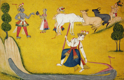 Balarama changes the course of the river Yamuna