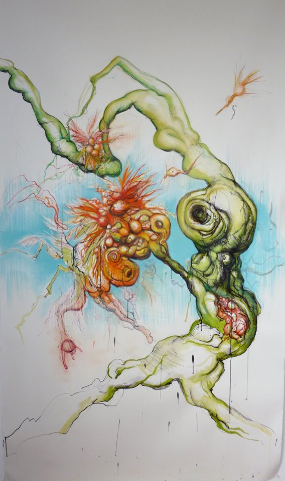 crossconnectmag:  Sarah Olson I exaggerate and combine forms — distended tree limbs,