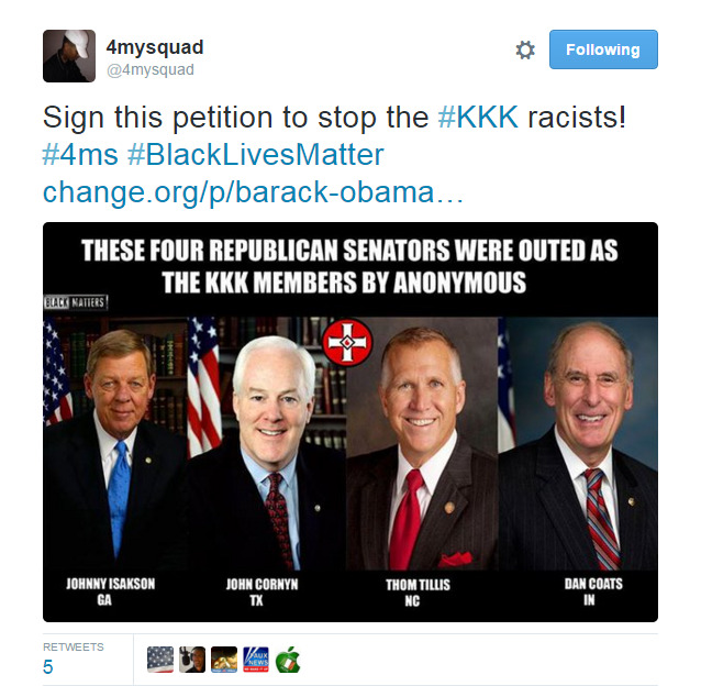 Barack Obama, U.S. House of Representatives, U.S. Senate: List the Ku Klux Klan as