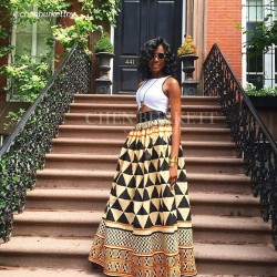 hauteafrik:  Love that print By @chenburkettny “We are saying good bye to this soon to be sold out beauty!  The Oni Maxi www.chenburkett.com” #hauteafrik #africanfashion #africanprint   Love this!
