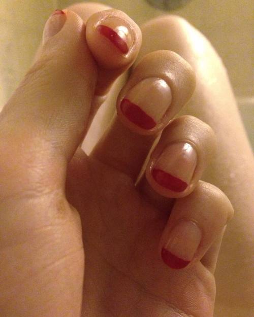 p ok nails I guess #sg #nails #frenchmanicure #rednails #frenchtips
