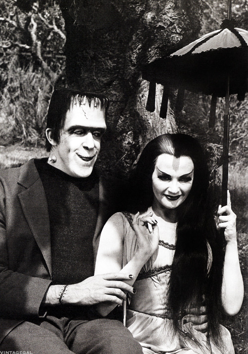 vintagegal:Fred Gwynne and Yvonne De Carlo as Herman and Lily Munster, 1960’s