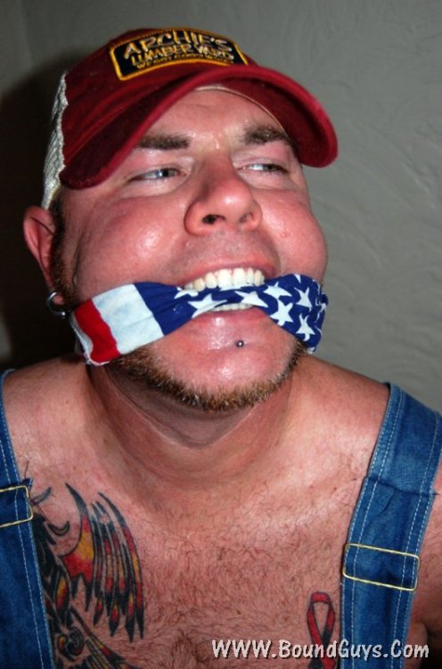 boundgayby: bandanna gags and the red white and blue  Happy Fourth of July!