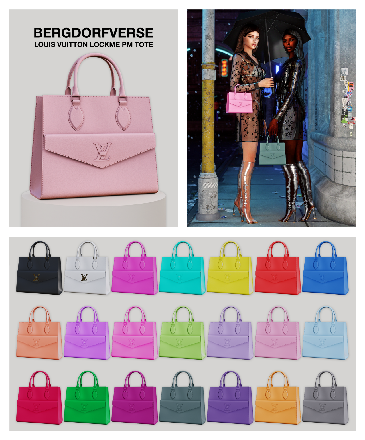 Louis Vuitton Lockme PM Tote Bag Pink 3D model