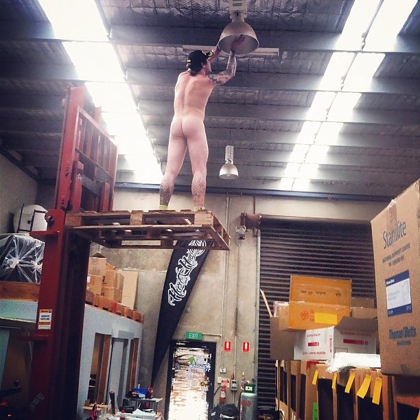 straightcuriousbuds:  Naked day at work?!