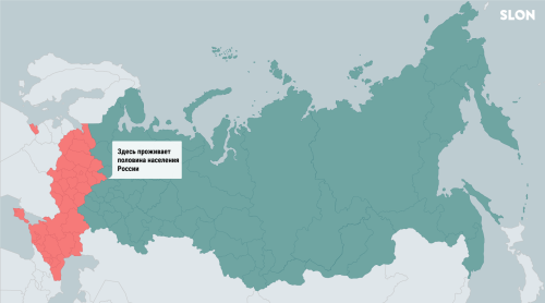 mapsontheweb:Half of Russia’s 144mln population lives in the red part.