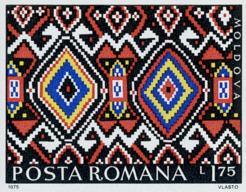 reverendandroid: Stamps depicting peasant rug designs from the Romanian regions of Muntenia, Banat, 