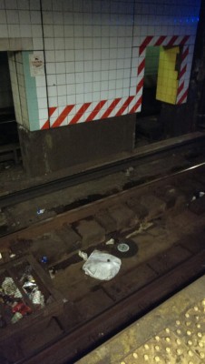 gayridge:   Disposed vinyl record on the subway tracks. Taken in NYC. 