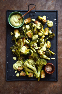 foodfuck: roasted greens with avocado, wasabi and lime dressing 