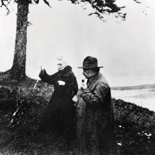  Albert Einstein and Marie Skłodowska Curie stroll near lake Geneva, Switzerland in 1929. 