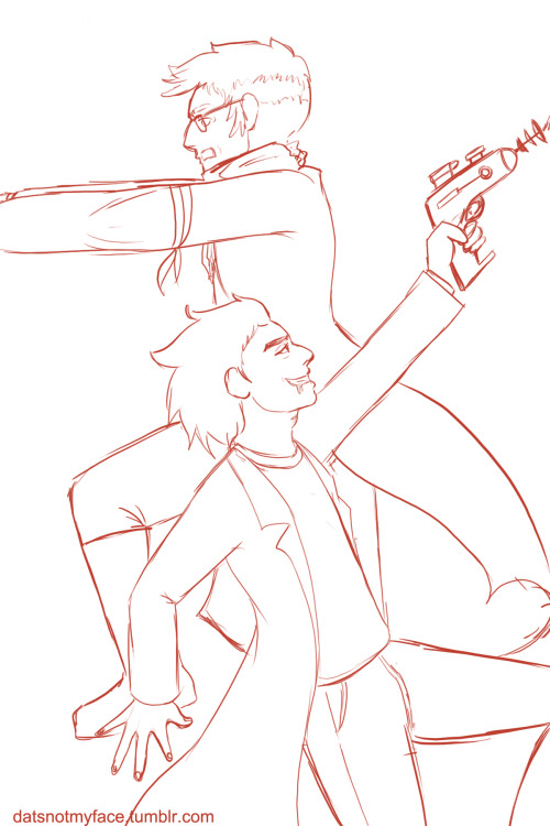 datsnotmyface: WIP lineart of the two science dorks. Rick Sanchez and Ford Pines.