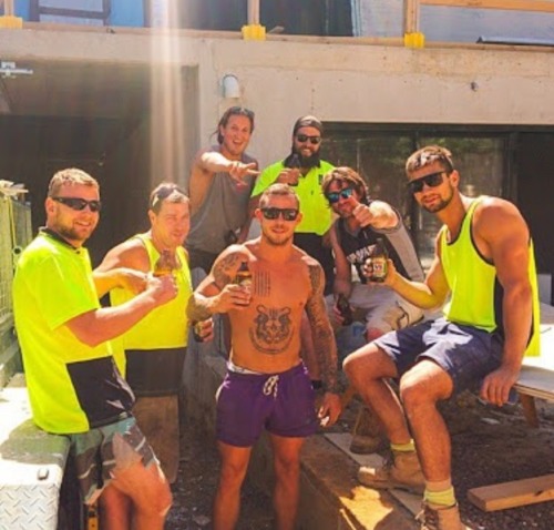 tradieboots:I could have a lot of fun with this sweaty crew.the mind boggles - hard bodies, sweaty p