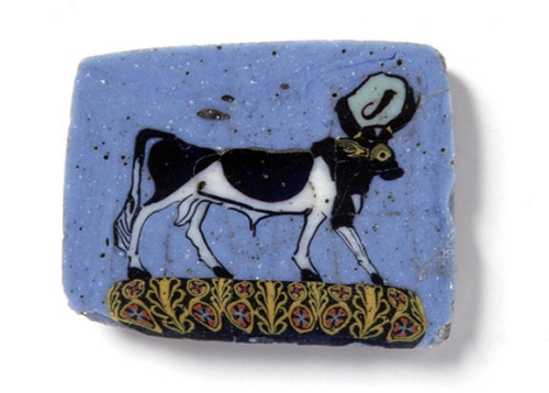 dwellerinthelibrary: This decorative glass plaque at the Miho Museum depicts the Apis bull. I love t