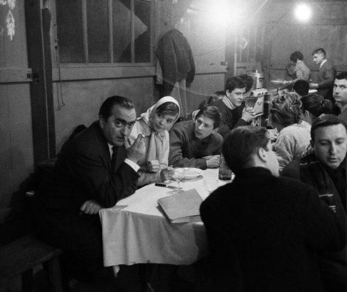 Paris, Dec. 1959,  Barbara Kwiatkowska-Lass & her first husband Roman Polanski on the set of her