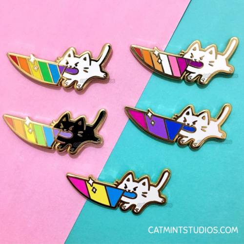figdays:  Pride Stabby Cat Hard Enamel Pins