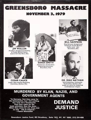 fuckyeahmarxismleninism:  The 1979 Greensboro Massacre   Late morning, November 3, 1979, at the corner of Carver and Everitt Streets in Greensboro, North Carolina, forty Ku Klux Klansmen and American Nazis handed each other shotguns and automatic weapons