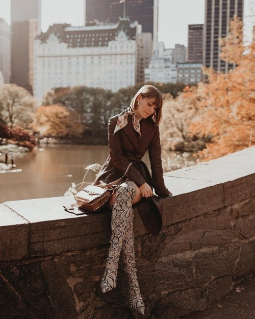 Jenny Cipoletti in Mango faux snakeskin over-the-knee boots 