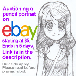 robertdejesus:  Going to try this again. Auctioning off one pencil portait on Ebay. Please read the terms over very carefully before bidding.Link to the auction here.Last time I tried this the auction blocked some countries. I use Ebay like once a year,