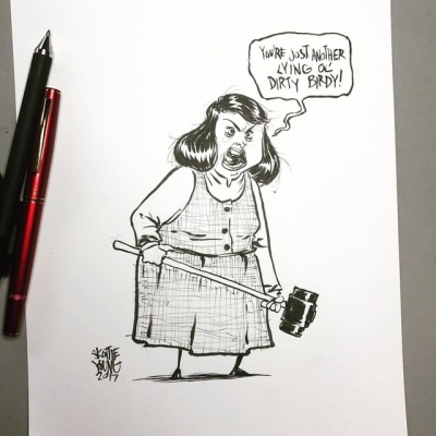 skottieyoung:
“Annie Wilkes from @stephenking Misery. #inktober #dailysketch #stephenking #horror
”