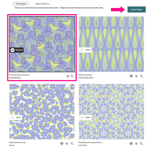 Please vote for my entry in the Spoonflower Petal Solids Coordinates: Pastel Comforts Design Challen