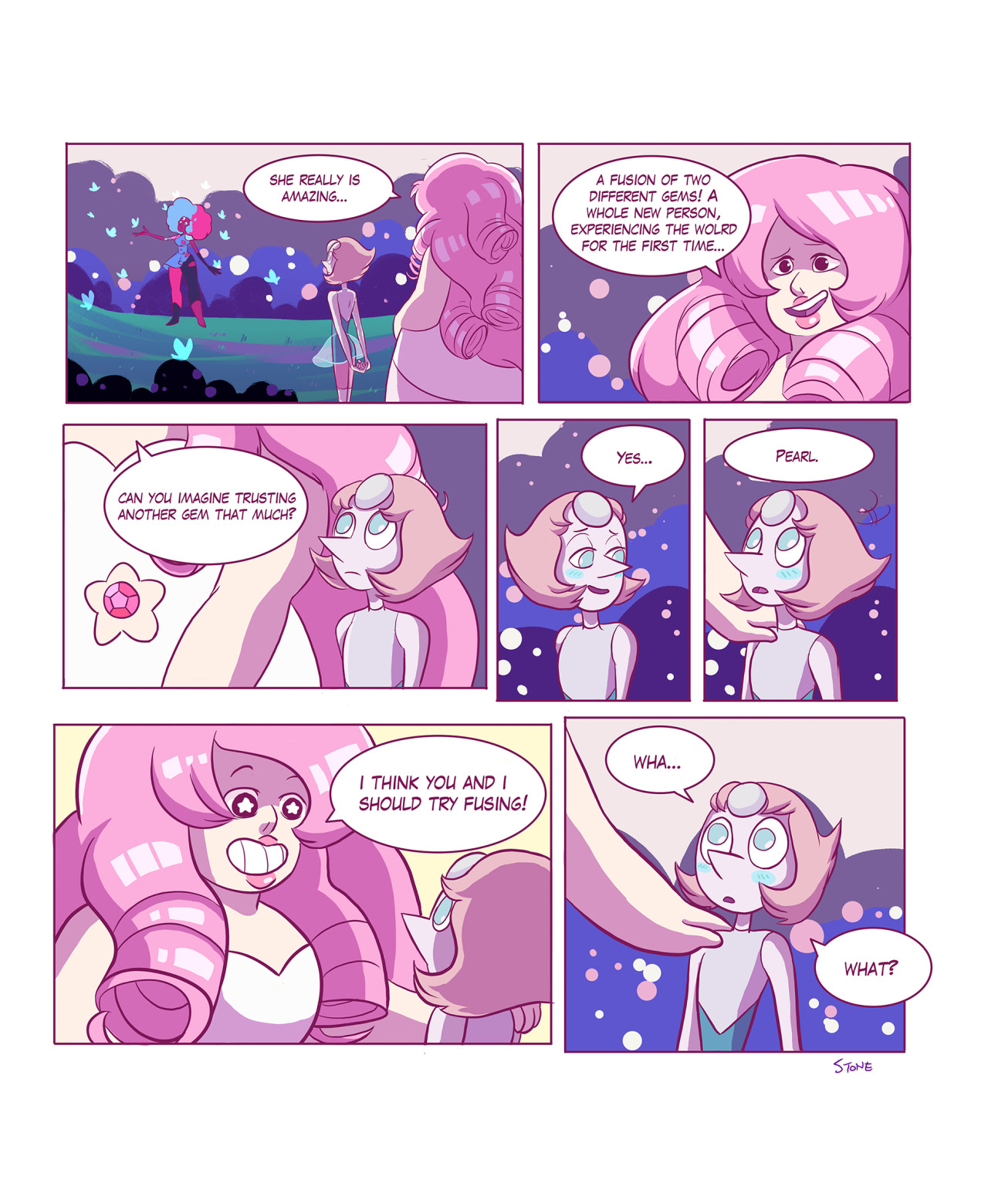 thesanityclause:  So!! I made a comic about Rose and Pearl forming Rainbow Quartz