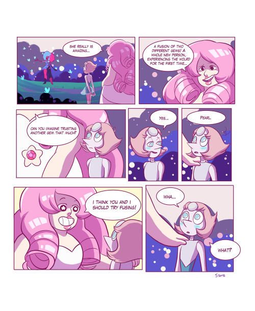 thesanityclause:  So!! I made a comic about Rose and Pearl forming Rainbow Quartz for the first time and it was really fun and the longest comic I’ve ever made, I hope you all enjoy it <3 