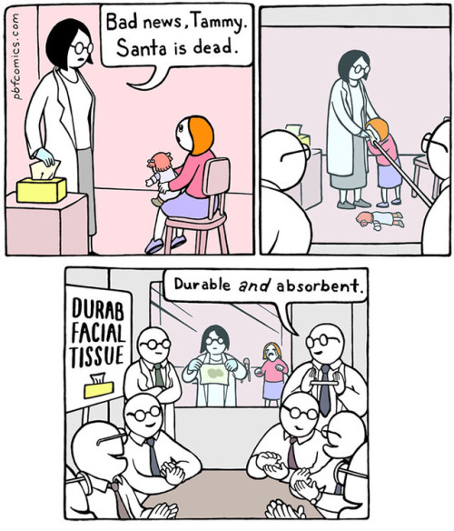 sixpenceee:The Perry Bible Fellowship is the perfect middle between the whimsy and the morbid. And it has been since 2001 when its creator Nicholas Gurewitch drew the first strip. Nicholas describes his style as “the clarity of obscurity”, and his