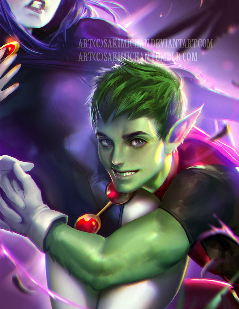 sakimichan:Beast boy ^o^ I ship him with Raven &lt;3 His face is painted in a