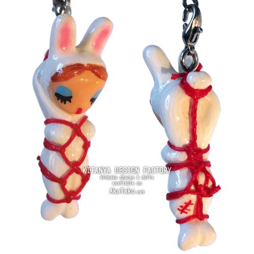 BUNNY LADY kinbaku charm is hand painted and hand tied by Kitanya Design Factory in Tokyo. Measures 