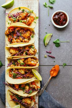 tinykitchenvegan: Roasted Cauliflower Tacos with Chipotle Romesco