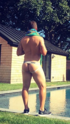 Jockguy95:  Hockey Player Sean Avery And His Pool-Side Jock Shot Today. Thank You,