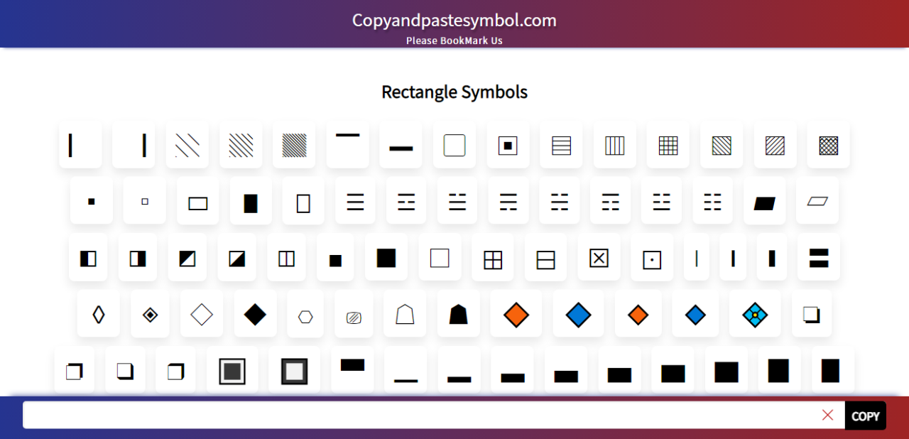 Rectangle And Square Symbol Copy And Paste
