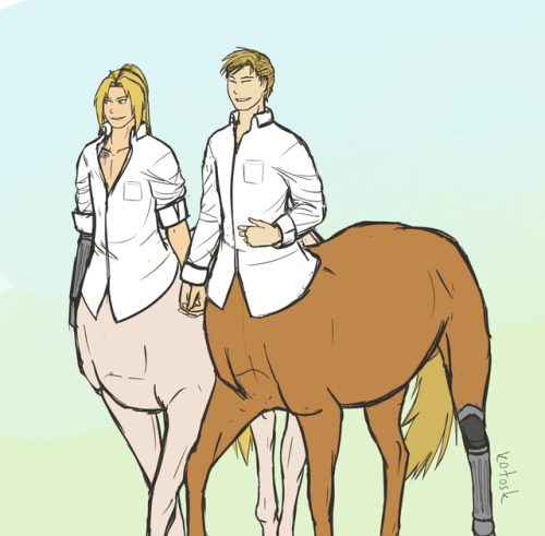 kotosk: reverse au centaur bby Roy, canon centaur Roy, some size comparison, and two very gay revers