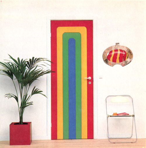 thegroovyarchives: Rainbow Stripe Door DesignFrom Bright Ideas For Your Home, 1978.