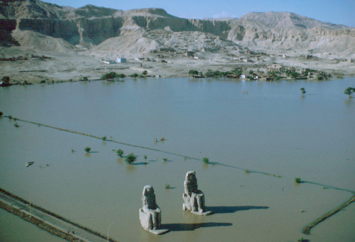 archaeologistforhire: humanoidhistory: The Colossi of Memnon at the necropolis of Thebes, Egypt, 195