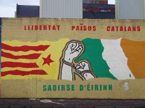 oglaighnaheireann: Belfast Mural in support of Catalan and Irish Freedom 2000s
