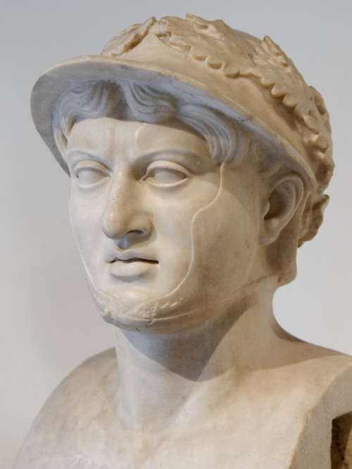 Marble portrait of the Hellenistic monarch and military commander Pyrrhus of Epirus (318-272 BCE).  