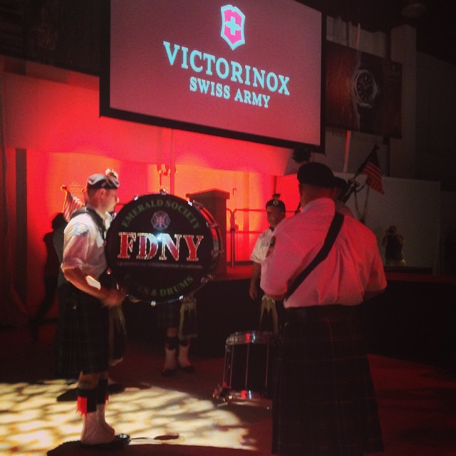 The kilted brave men of the #fdny @victorinox #victorinox #inox launch FYI the Swiss Army knife was designed for firefighters (at SIR Stage37)