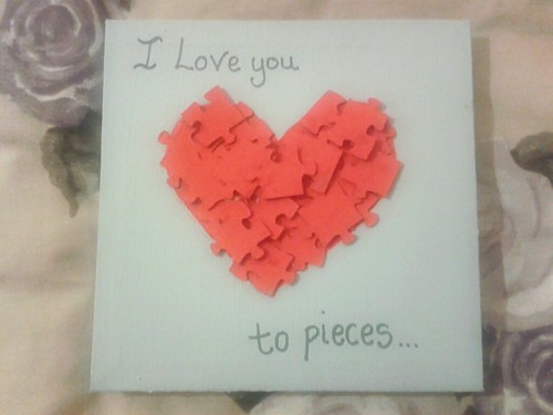 Homemade ’ I love you to pieces’ canvas :3 