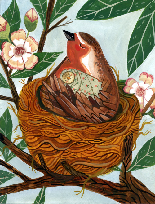 madisonsaferillustration: I’ve been really wanting to paint a mama robin all week and I finall