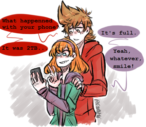resami:  some practice and weird height headcanonsedit: I’m a fucking idiot. I forgot to point that Matilda is using Tord’s phone to take selfies because hers is full of… well, SELFIES