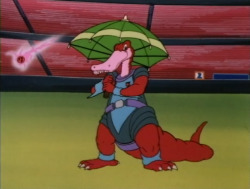Can we appreciate how all the other Tyrannos panic in this scene, and Quackpot just casually opens an umbrella and isn&rsquo;t bothered in the least? This is why he&rsquo;s one of my favorite Dinosaucers characters, in a nutshell. I love the Dinosaucers