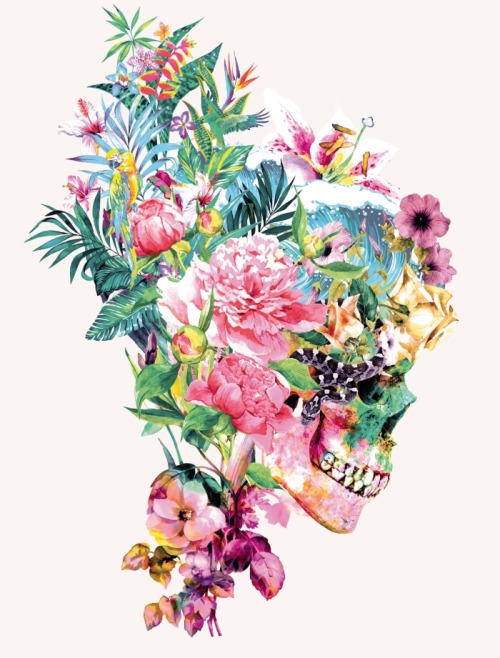 artsnskills: FLORAL SKULL ILLUSTRATIONS BY RIZA PEKER  More by the Artist Here 