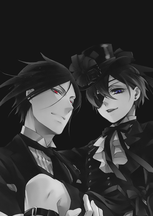 smirking-raven:  Sebastian & Ciel || Original by Yana Toboso || Edited by Me