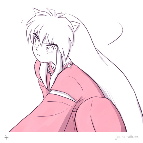 I loved this prompt, thank you, anon! My interpretation was for Inuyasha to get distracted by Kagome